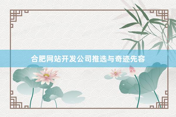 合肥网站开发公司推选与奇迹先容